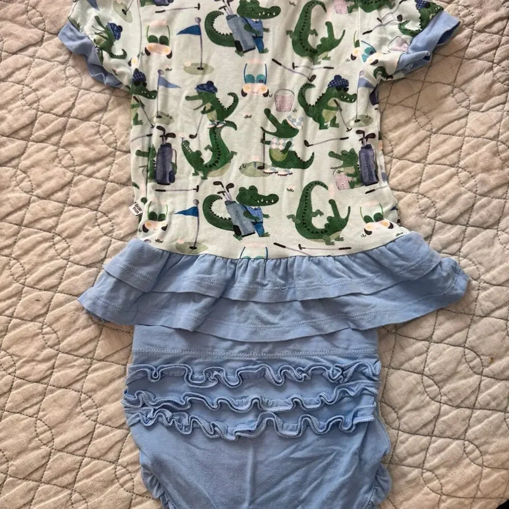 Birdie bean bamboo peplum top and bummies set